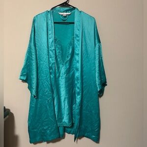Y2K 2003 vintage lingerie Victoria’s Secret satin slip dress L and robe OS SET
